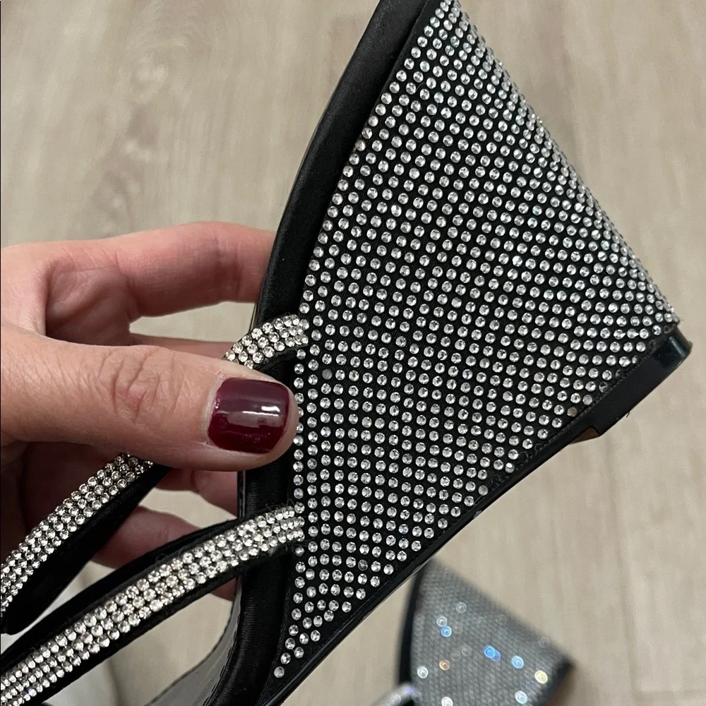 Mango Black and Silver Strappy Wedge Heels 7 - Picture 4 of 4